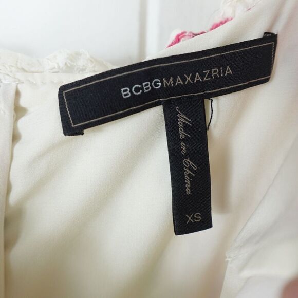 BCBGMaxazria Womens Floral Rose Dress Lace Overlay X-Small - Picture 12 of 13